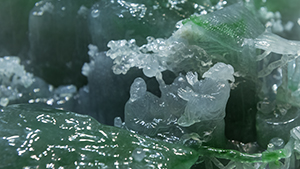 Close-up of high-quality Shan Zi jadeite carving Close-up of high-quality Shan Zi jadeite carving