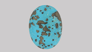 Turquoise bead with artificial metallic pyrite. Turquoise bead with artificial metallic pyrite.